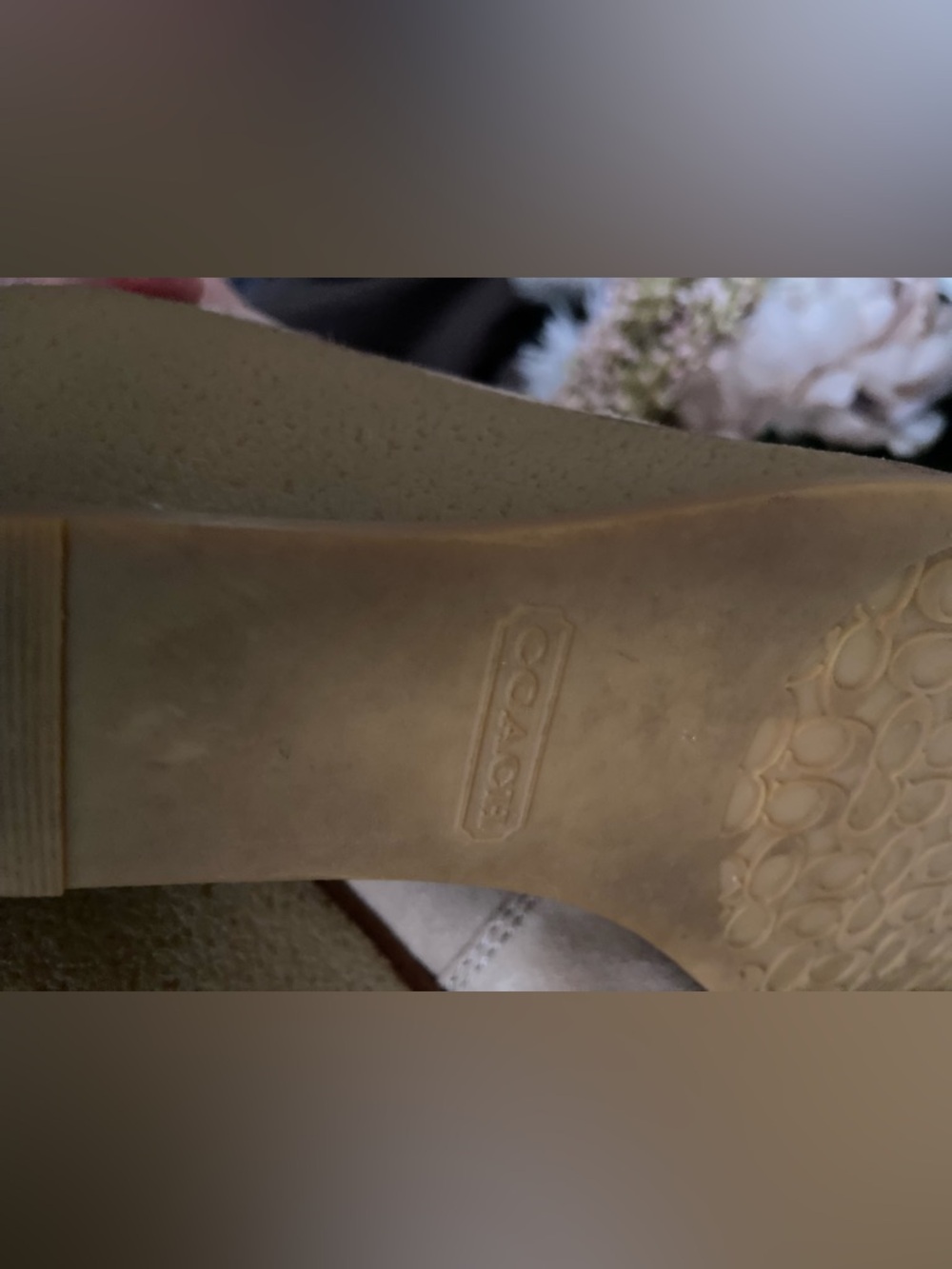 Coach Beige Signature Shearling Wedge Boots with Gold Hardware - Picture 9 of 16